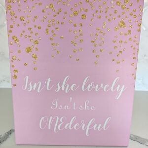 1st Birthday Pink and Gold Decorative Sign